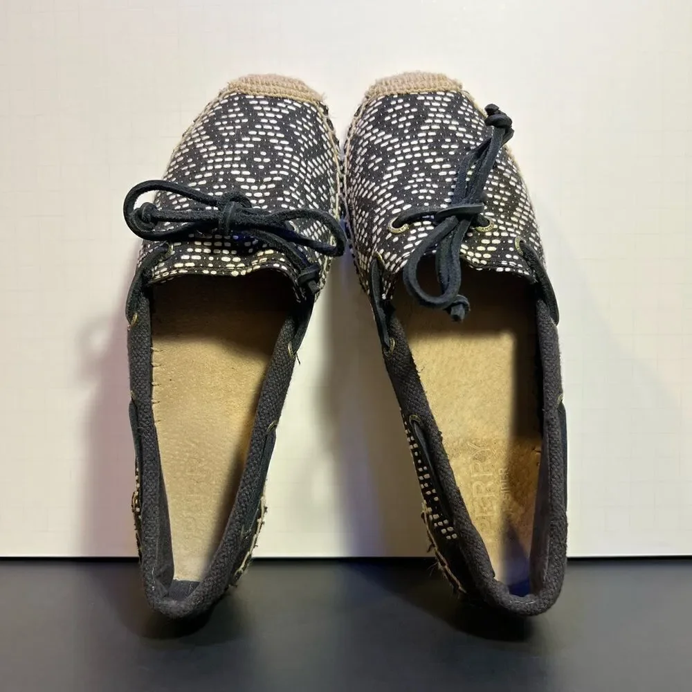 Womens SPERRY Top Sider Espadrilles Black Flat Shoes / Size 6.5 Medium